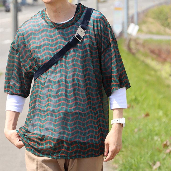 gym master ジムマスター Tシャツ 半袖 メンズ レディース クルーネック メッシュ 総柄 アニマル 薄手 涼しい 速乾 重ね着 カジュアル 夏 パティ (メール便50) | PATY | 02