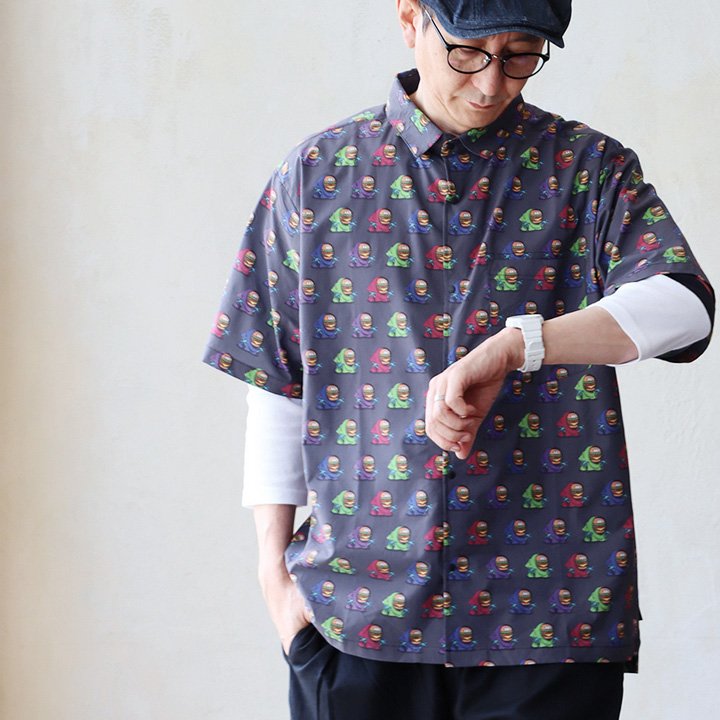 gym master ジムマスター シャツ 5分袖 メンズ レディース メッシュ 総柄 薄手 透け ポリエステル メッシュ 涼しい 速乾 軽い 重ね着 . パティ | PATY | 04