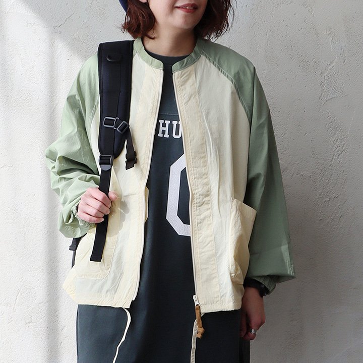 PATY ブルゾン ジップブルゾン レディース ノーカラー 配色切り替え