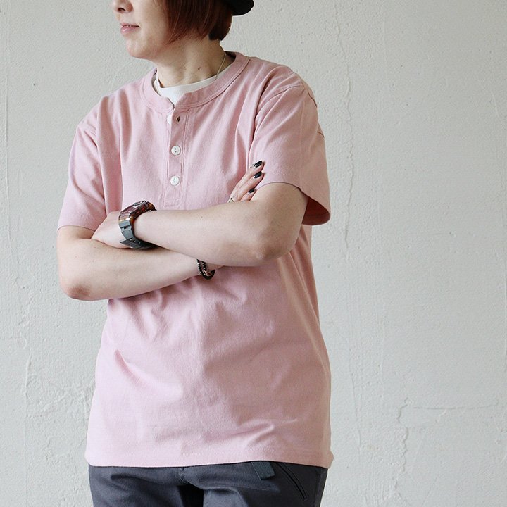 Tシャツ 半袖 メンズ レディース ヘンリーネック 無地 綿100 コットン 伸縮性 ピグメント すっきり カジュアル 夏 パティ (メール便50) | PATY | 05