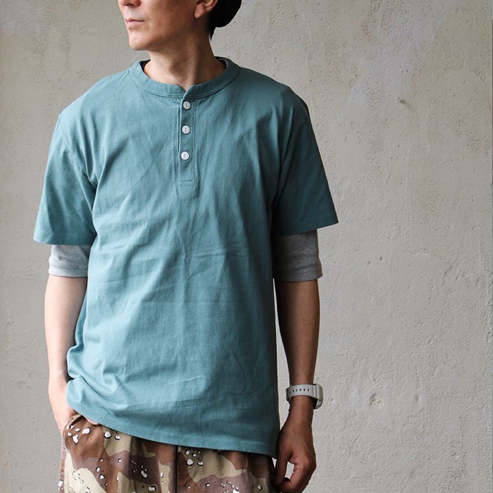 Tシャツ 半袖 メンズ レディース ヘンリーネック 無地 綿100 コットン 伸縮性 ピグメント すっきり カジュアル 夏 パティ (メール便50) | PATY | 03