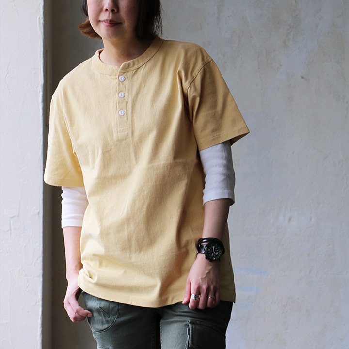 Tシャツ 半袖 メンズ レディース ヘンリーネック 無地 綿100 コットン 伸縮性 ピグメント すっきり カジュアル 夏 パティ (メール便50) | PATY | 04