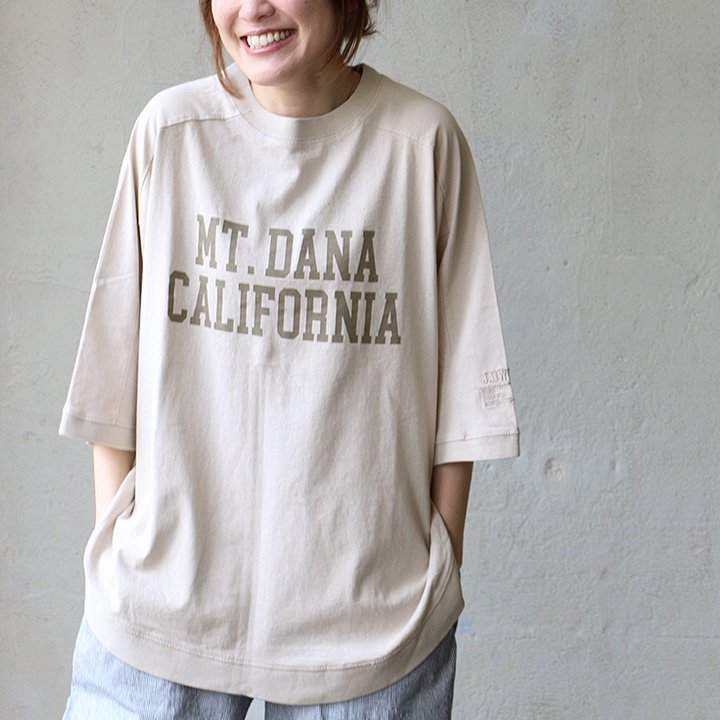 Tシャツ 5分袖 レディース クルーネック 綿100 コットン 天竺 しっかり生地 褪せ色 スノーウォッシュ ロゴプリント ゆったり パティ | PATY | 02
