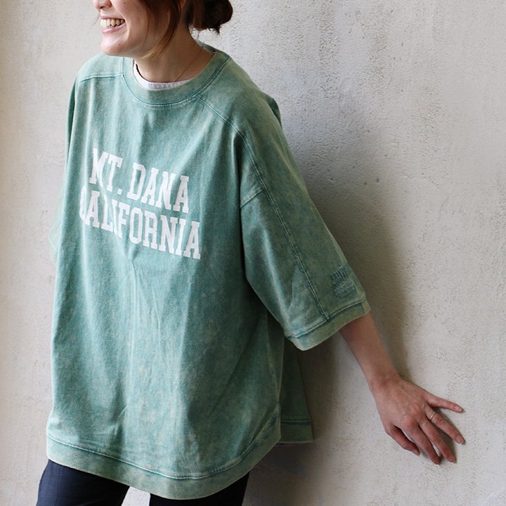 Tシャツ 5分袖 レディース クルーネック 綿100 コットン 天竺 しっかり生地 褪せ色 スノーウォッシュ ロゴプリント ゆったり パティ | PATY | 03