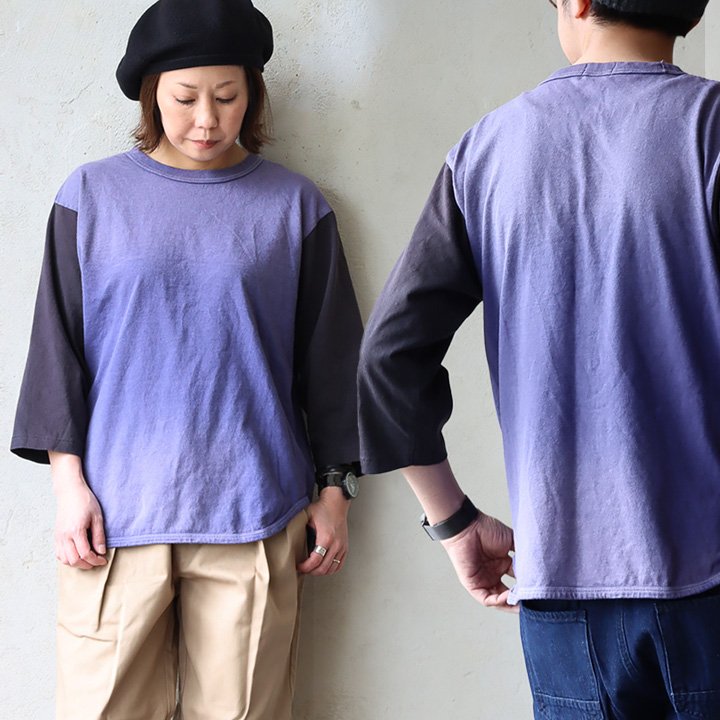 Johnbull ジョンブル Tシャツ 七分袖 メンズ レディース ベースボールTシャツ 日本製 コットン 綿100 製品染め 退色加工 褪せ色 | PATY | 01