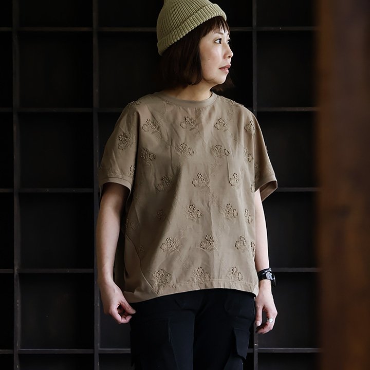 ドルマン tシャツ レディース ワイド すっきり 着痩せ 夏 レース 刺繍 コットン 綿100％ コットン 綿100％ 涼しい 五分袖 パティ (メール便50) | PATY | 05