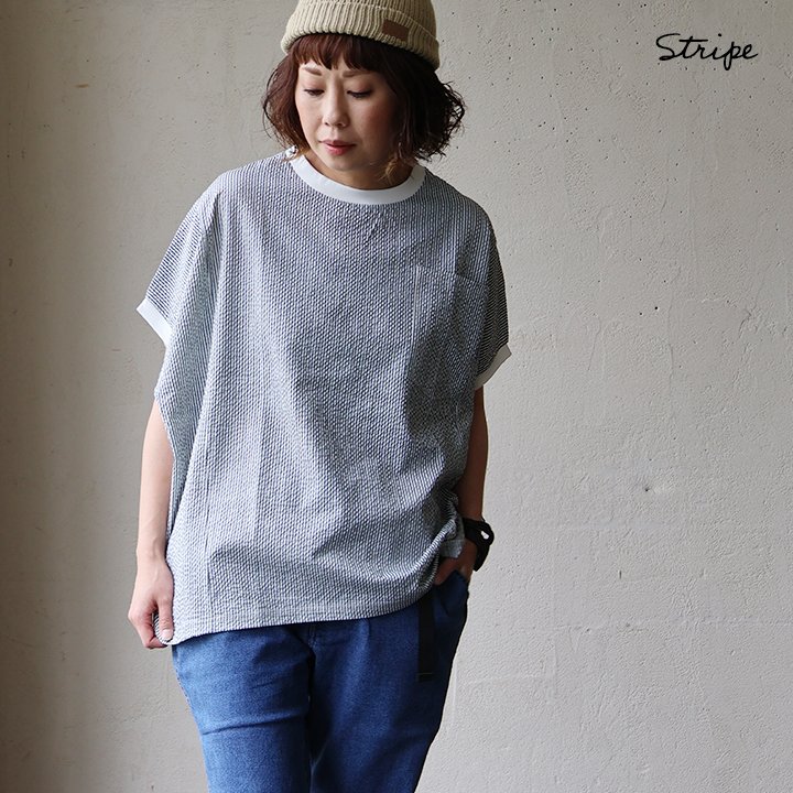 着痩せ tシャツ ドルマン レディース すっきり ワイド 半袖 夏 冷感 涼しい ストレッチ シアサッカー パティ Souple スプル (メール便50) | PATY | 01