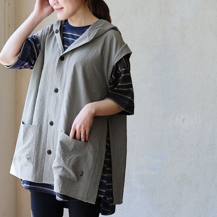 PATY ベスト レディース フーディ パーカー 前開き 着やせ ワイド 重ね