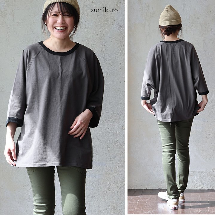 ドルマン tシャツ レディース 5分袖 しっかり 綿100％ ワイド ゆったり 着痩せ 二の腕 カバー 夏 パティ Souple スプル (メール便50) | PATY | 02