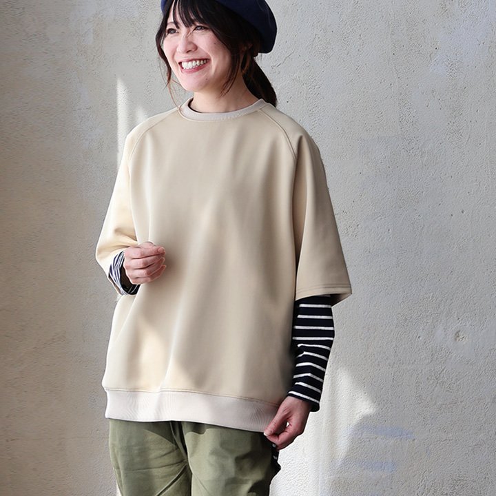 半袖 プルオーバー メンズ レディース 重ね着 5分袖 ジャージ 春 軽い 柔らか 着痩せ ワイド ストレッチ 大人 パティ Mr.Lumberjack ミスターランバージャック | PATY | 05
