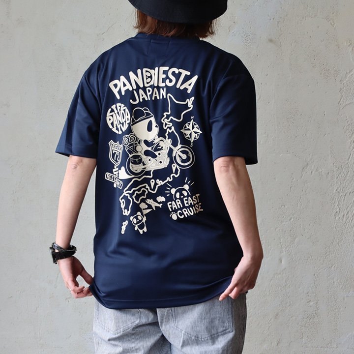 PANDIESTAJAPAN 別注カラー 涼しい tシャツ 半袖 メンズ レディース 夏 ドライ メッシュ 吸汗 伸縮性 パンダ プリント すっきり (メール便50) | PATY | 01