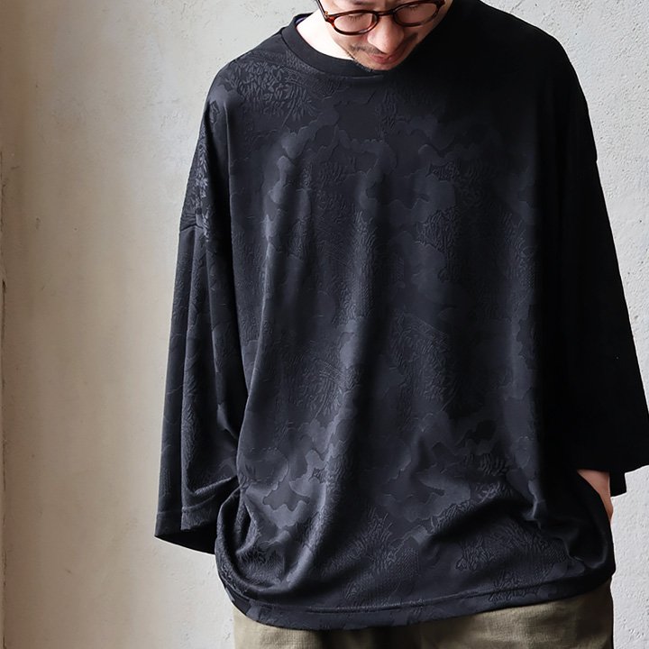 Tシャツ 5分袖 メンズ レディース クルーネック レース ポリエステル ジャガード 花柄 伸縮性 軽い ゆったり 大きいサイズ 体型カバー カジュアル 夏 パティ | PATY | 01