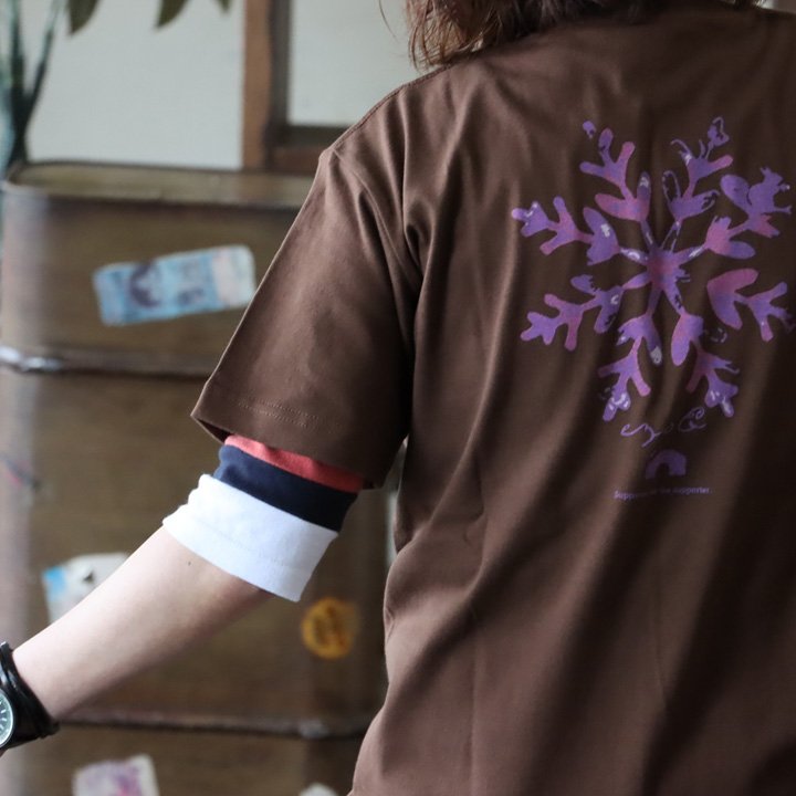 tシャツ 半袖 メンズ レディース コットン 綿100％ カジュアル 雪 結晶 バック プリント ボックスシルエット パティ ezo＆ エゾト (メール便50) | PATY | 03