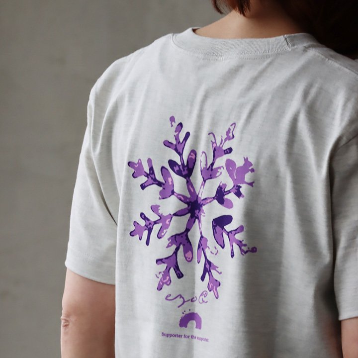 tシャツ 半袖 メンズ レディース コットン 綿100％ カジュアル 雪 結晶 バック プリント ボックスシルエット パティ ezo＆ エゾト (メール便50) | PATY | 05