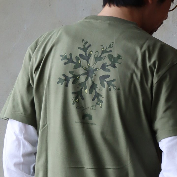 tシャツ 半袖 メンズ レディース コットン 綿100％ カジュアル 雪 結晶 バック プリント ボックスシルエット パティ ezo＆ エゾト (メール便50) | PATY | 06
