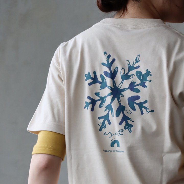 tシャツ 半袖 メンズ レディース コットン 綿100％ カジュアル 雪 結晶 バック プリント ボックスシルエット パティ ezo＆ エゾト (メール便50) | PATY | 07