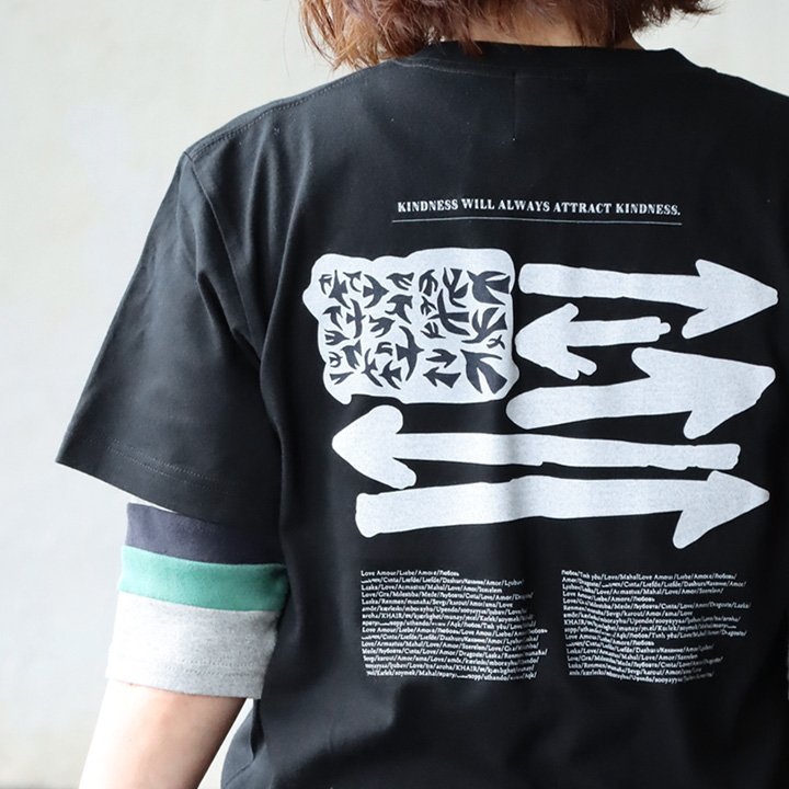 tシャツ 半袖 メンズ レディース コットン 綿100％ カジュアル ハト アメリカ 国旗 バック プリント ボックスシルエット パティ TOneontoNE トーン (メール便50) | PATY | 01