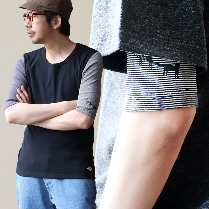 カットソー 五分袖 tシャツ レディース メンズ 猫 ネコ ねこ プリント 重ね着 ストレッチ 綿100% コットン スリム フィット | PATY | 02