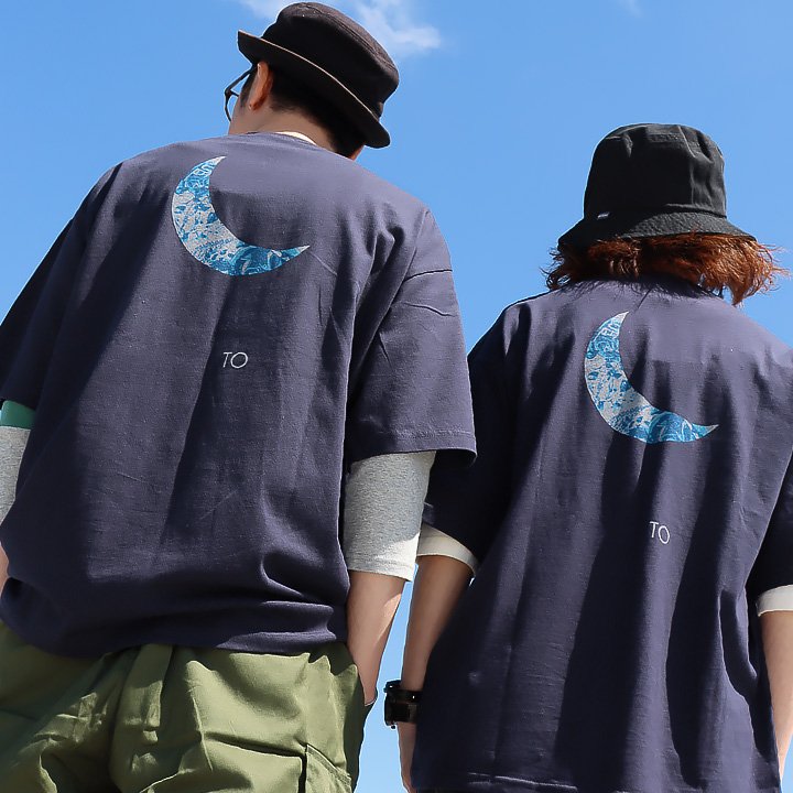 tシャツ メンズ レディース 半袖 ゆったり カジュアル 大きいサイズ おしゃれ 三日月 プリント ゆる ビッグシルエット BLUETO ブルート (メール便50) | PATY | 01