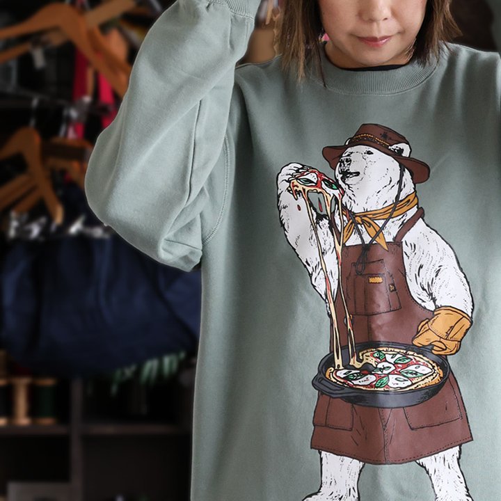 go slow caravan ゴースローキャラバン スウェット トレーナー 長袖 メンズ レディース クルーネック シロクマ クマ プリント 綿100 ヘビーウェイト パティ | PATY | 01