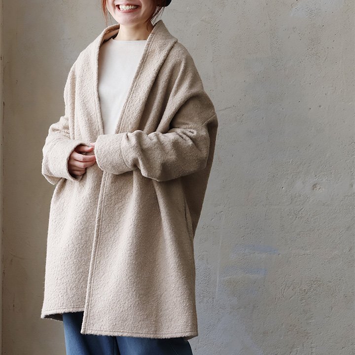 PATY コート 長袖 レディース Vネック ポリエステル ブークレー