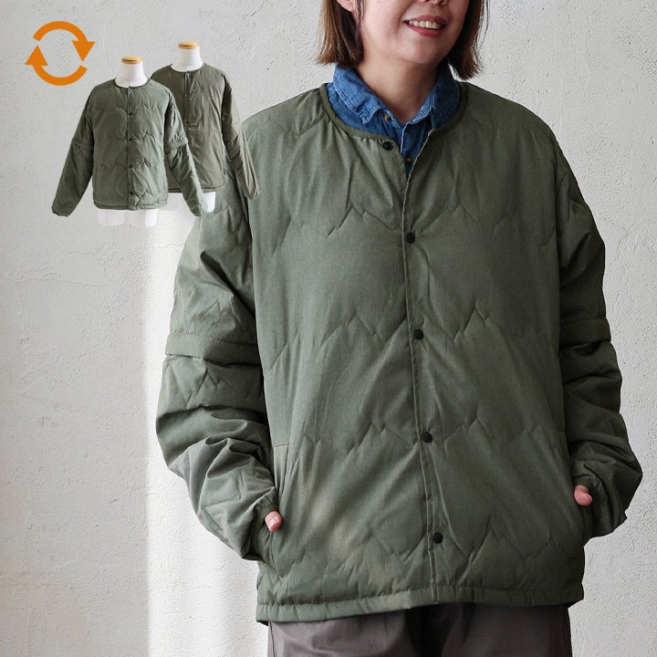 gym master ジムマスター ジャケット キルティング 5分袖 長袖 リバーシブル ノーカラー 中綿 軽い 暖かい 重ね着 パティ | PATY | 03