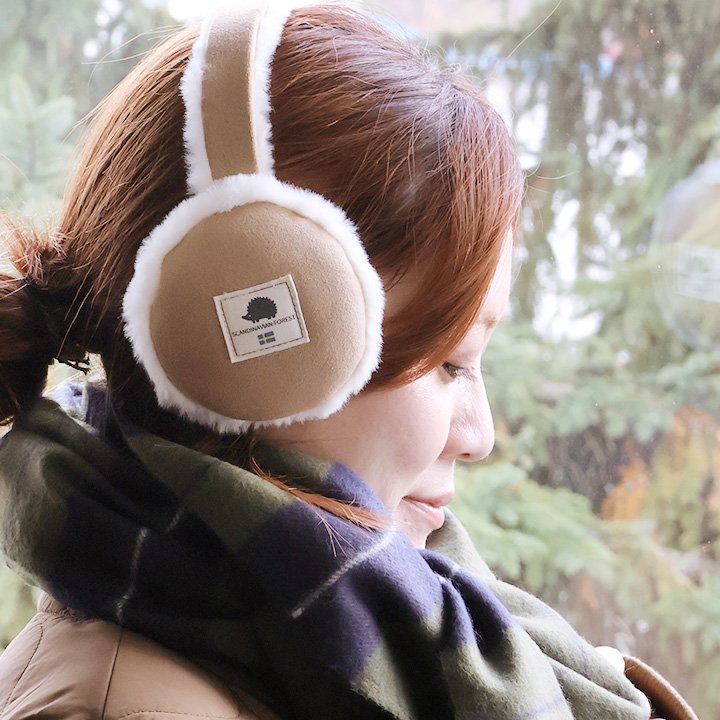 SCANDINAVIAN FOREST スカンジナビアンフォレスト 耳当て イヤーマフ レディース スエード ポリエステル フェイクファー 暖かい 防寒 防風 ハリネズミ パティ | PATY | 02