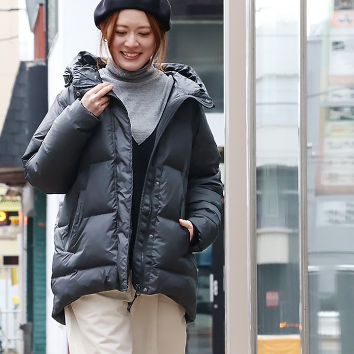 PATY ダウンコート レディース ダウン ミドル丈 撥水 軽い 防風