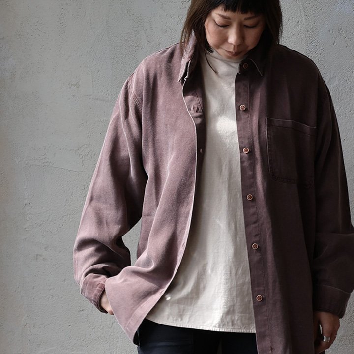 チュニック シャツ 長袖 レディース シャツチュニック デニム 再生繊維 軽い 柔らかい 落ち感 胸ポケット OAR’S オールズ | PATY | 03