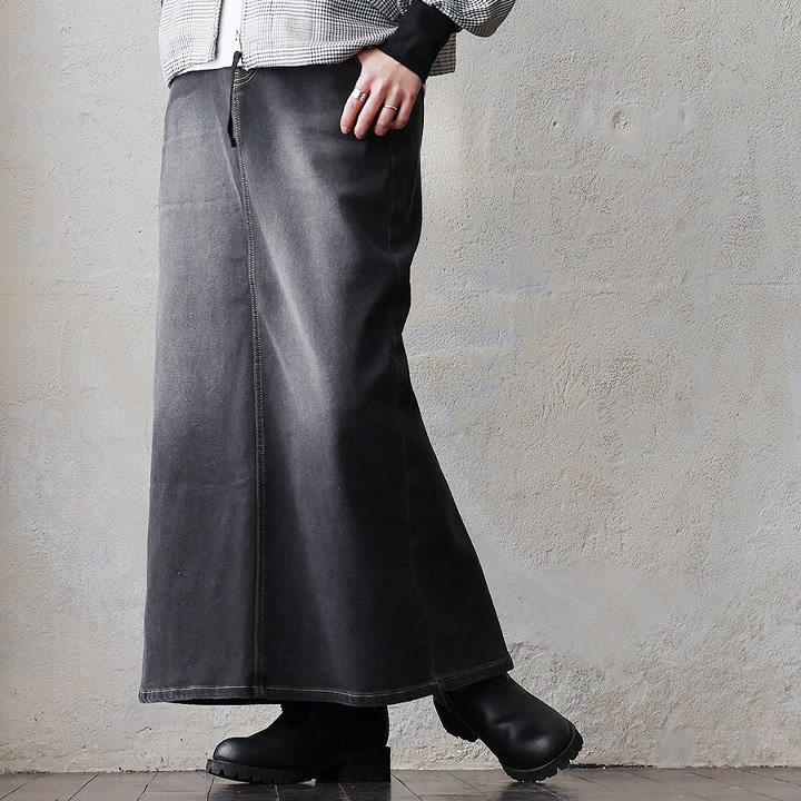 PATY スカート タイトスカート ロング丈 レディース 裏起毛 コットン