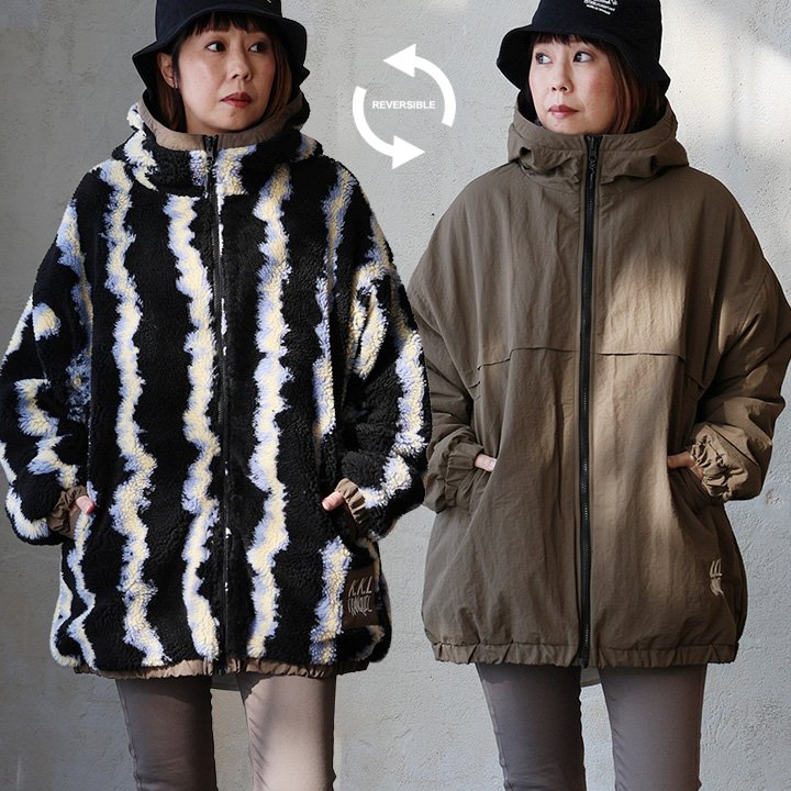 PATY アウター ブルゾン コート レディース スタンドネック ス ボア 撥