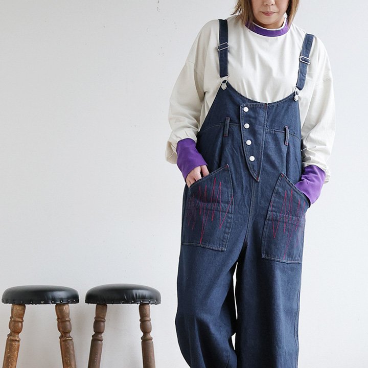 PATY サロペット オーバーオール パンツ レディース ワイドデニム 綿