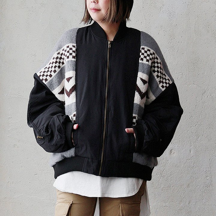 PATY MA-1 ジャケット 長袖 レディース リメイク 異素材切り替え 