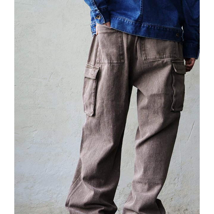 カーゴパンツ デニム メンズ レディース ワイド ストレート 硫化染め ウォッシュ加工 しっかり 丈夫 綿100％ コットン OAR’S オールズ | PATY | 01
