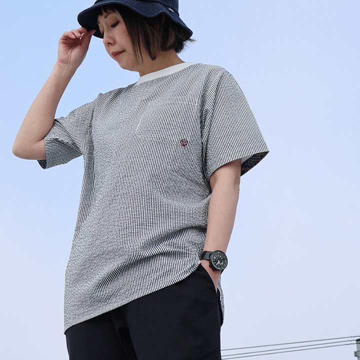 涼しい tシャツ 五分袖 メンズ レディース ストレッチ ドライ uvカット 夏 軽い 薄手 すっきり 着痩せ ポケット パティ Mr.Lumberjack (メール便25) | PATY | 01