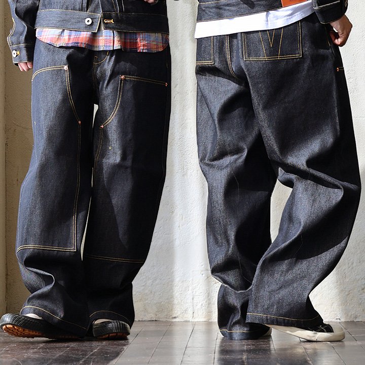 VISION STREET WEAR ヴィジョンストリートウェア パンツ デニムパンツ ストレート ワイド メンズ レディース リジッドデニム コットン ダブルニー パティ | PATY | 01