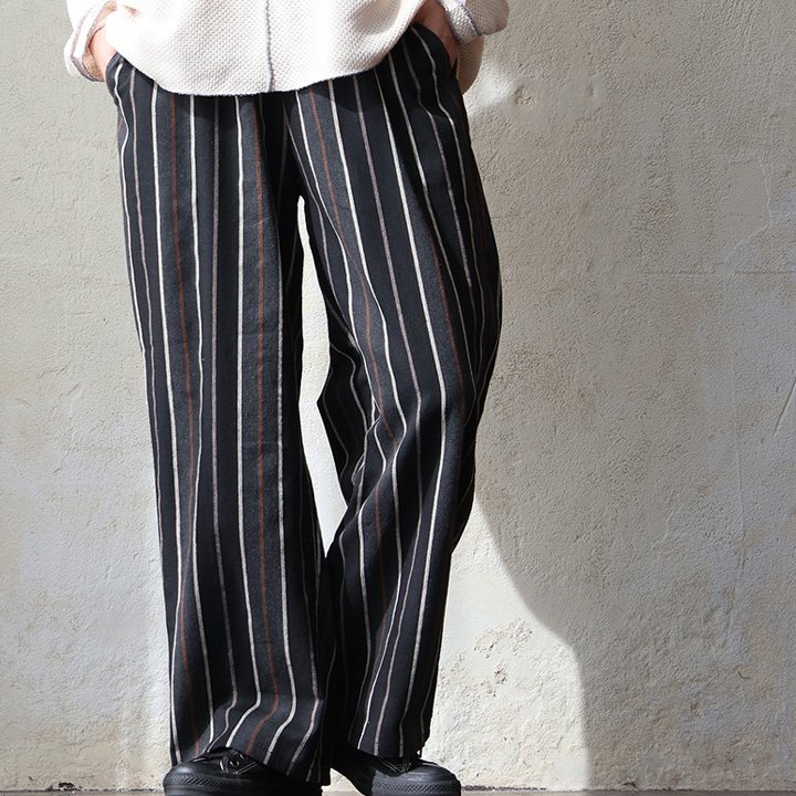 パンツ ワイドパンツ ストレート レディース ストライプ 綿100 コットン 薄手 通気性 軽い ゆったり ウエストゴム パティ GENTIL ジャンティ | PATY | 01
