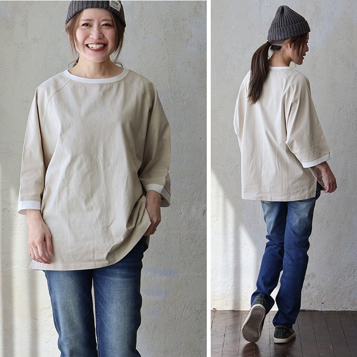 ドルマン tシャツ レディース 5分袖 しっかり 綿100％ ワイド 着痩せ ボートネック 二の腕 カバー 夏 パティ Souple スプル (メール便50) | PATY | 02