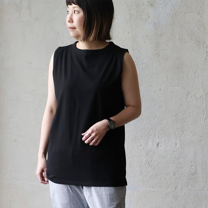 PATY 重ね着 タンクトップ レディース ロング丈 首隠れる 締め付けない