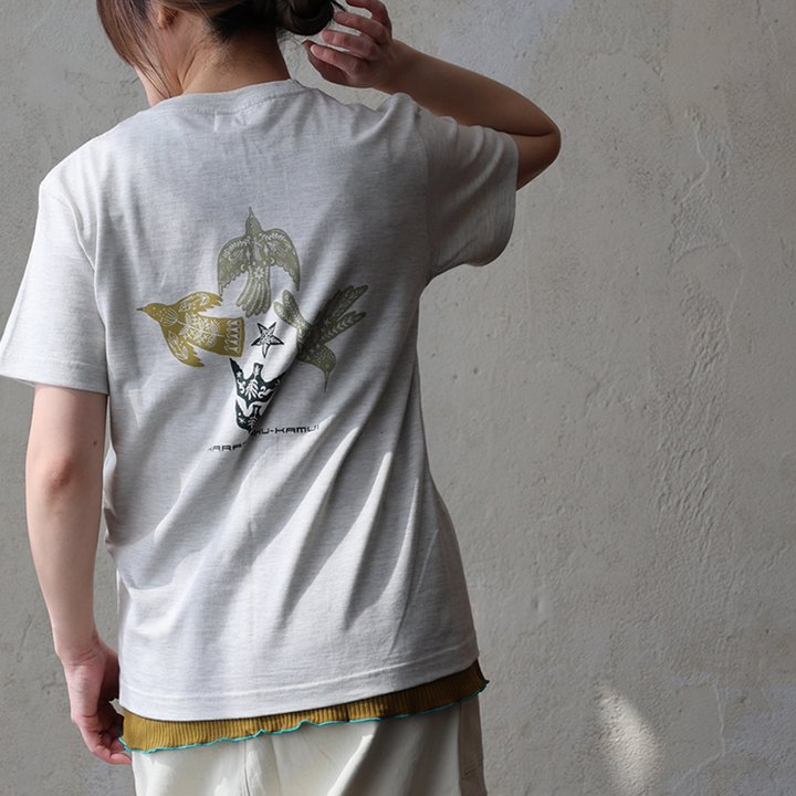 tシャツ 半袖 メンズ レディース コットン 綿100％ カジュアル カララクカムイ アイヌ バック プリント ボックスシルエット パティ ezo＆ エゾト (メール便50) | PATY | 06