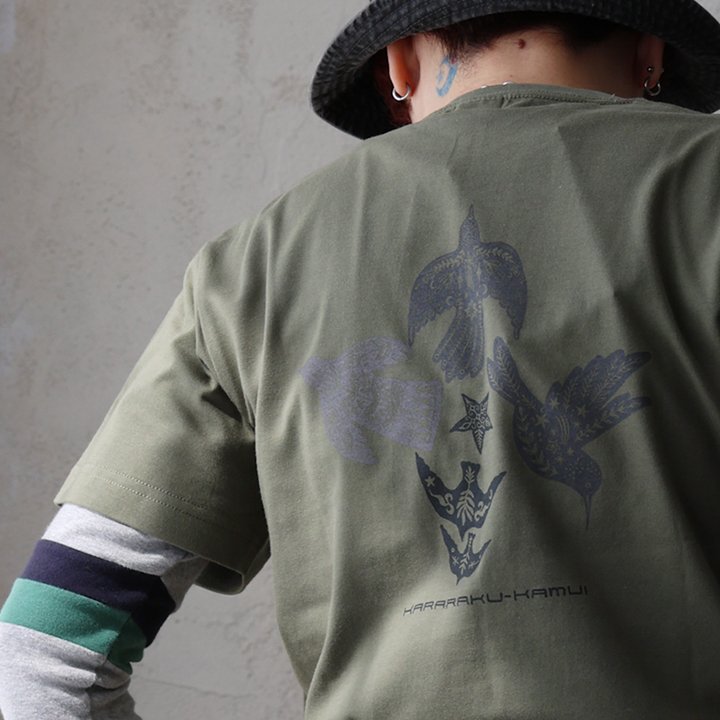 tシャツ 半袖 メンズ レディース コットン 綿100％ カジュアル カララクカムイ アイヌ バック プリント ボックスシルエット パティ ezo＆ エゾト (メール便50) | PATY | 08