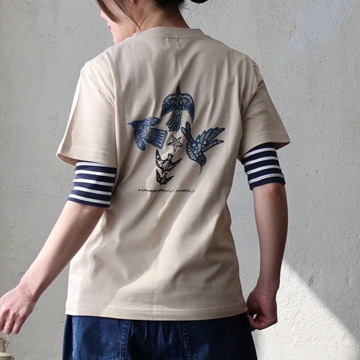 tシャツ 半袖 メンズ レディース コットン 綿100％ カジュアル カララクカムイ アイヌ バック プリント ボックスシルエット パティ ezo＆ エゾト (メール便50) | PATY | 09