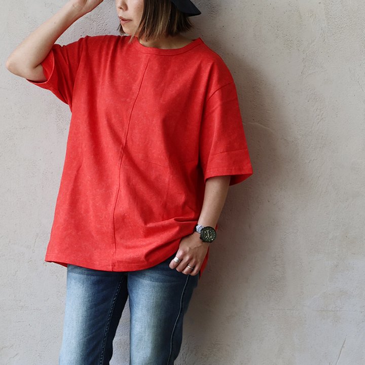 PATY Tシャツ 5分袖 メンズ レディース クルーネック ムラ染め風