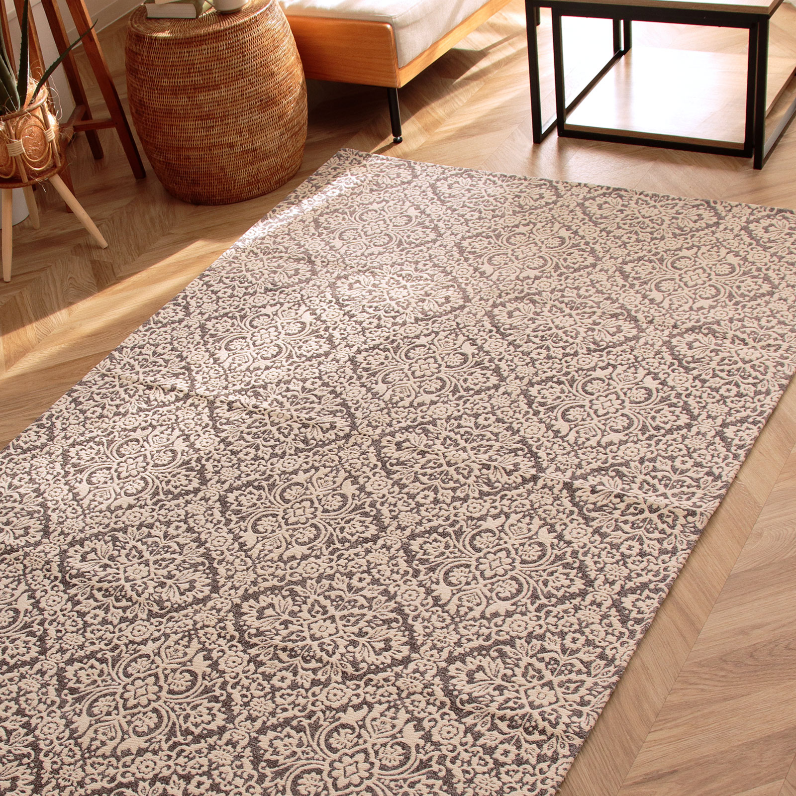 洗える コットン ラグ ラグマット プリント製 140x200cm 100*140 ラグ ラグマット カーペット 北欧 洗える おしゃれ