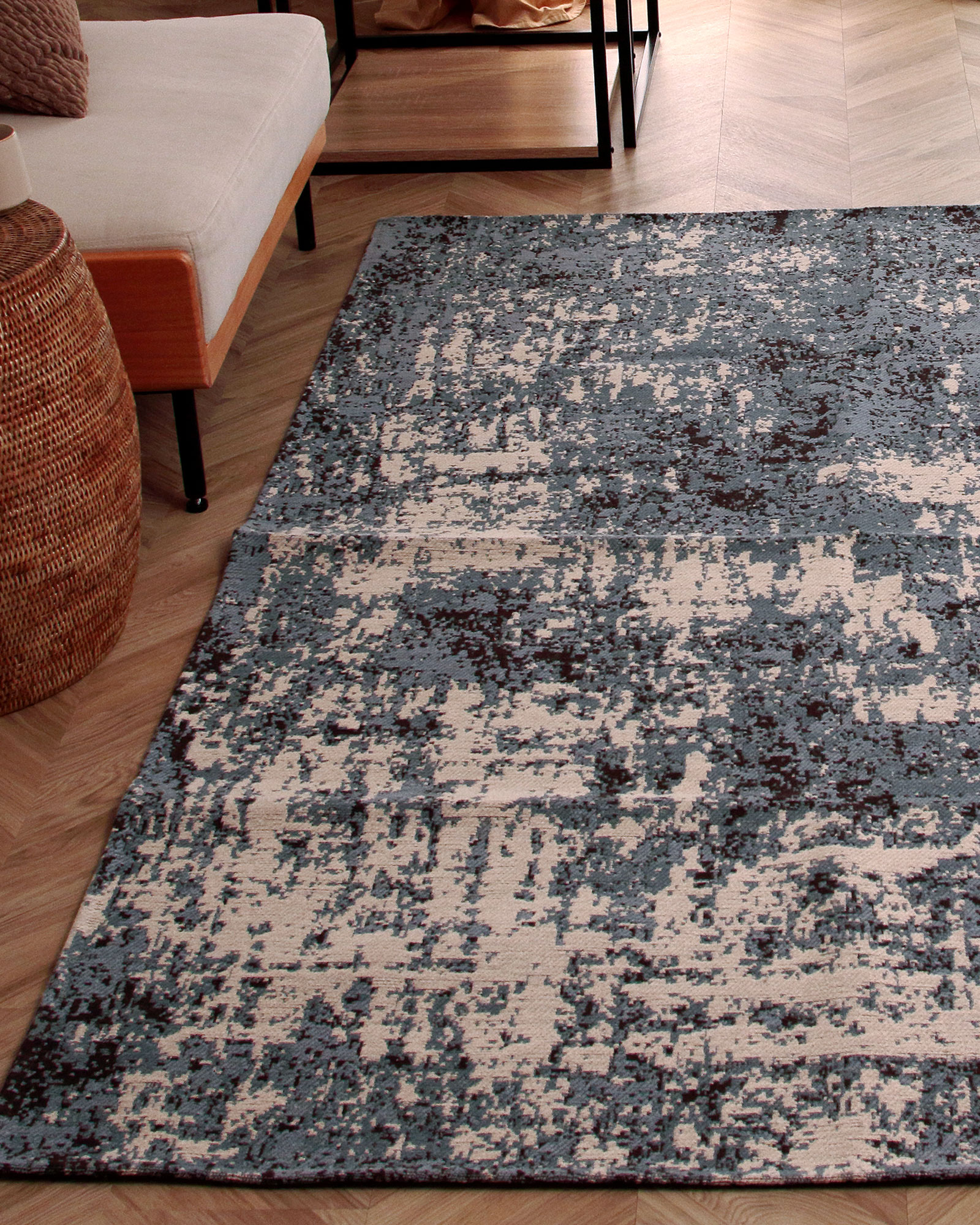 新品モロッカン柄アクセントラグパープル140×200