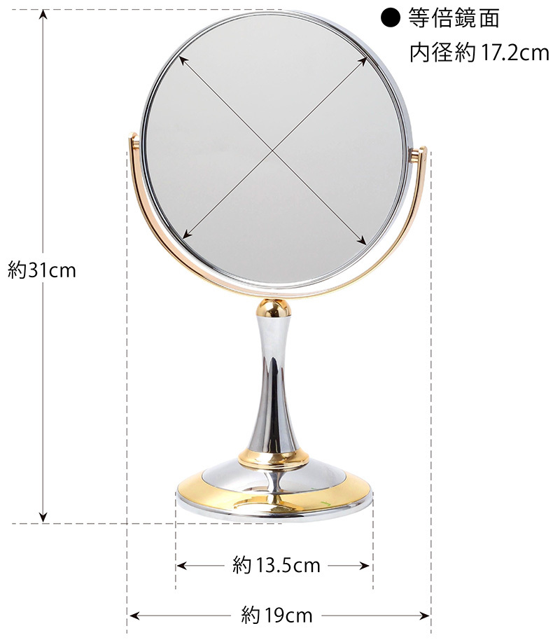 鏡 卓上ミラー スタンドミラー 拡大鏡 ５倍 等倍 両面 ２面 丸型