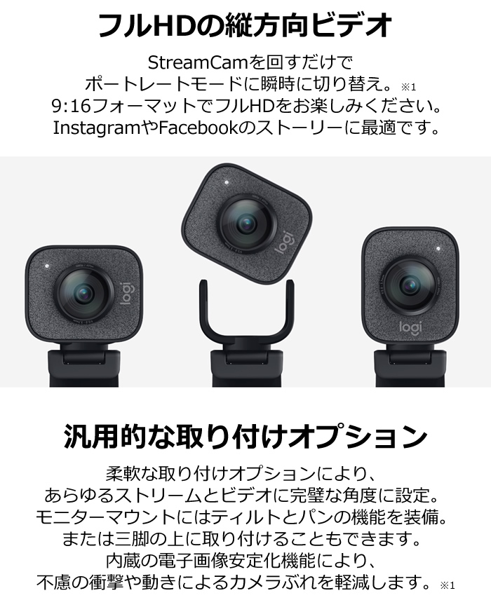 ロジクール ストリーミング ウェブカメラ C980GR グラファイト コントラスト StreamCam PCあきんど - 通販 - PayPayモール