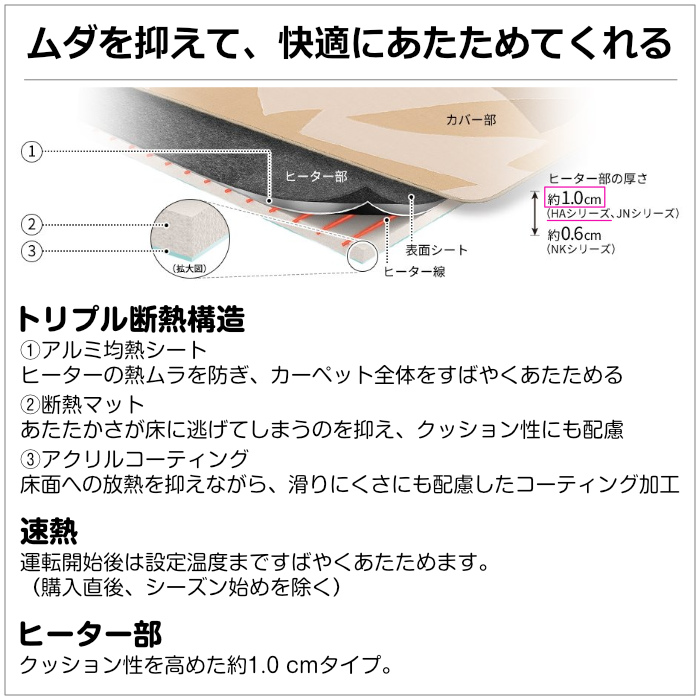 Panasonic ホットカーペット DC-3HA 2021年製　3畳相当 Panasonic（パナソニック） DC-3HA ホットカーペット 本体 3畳 厚さ