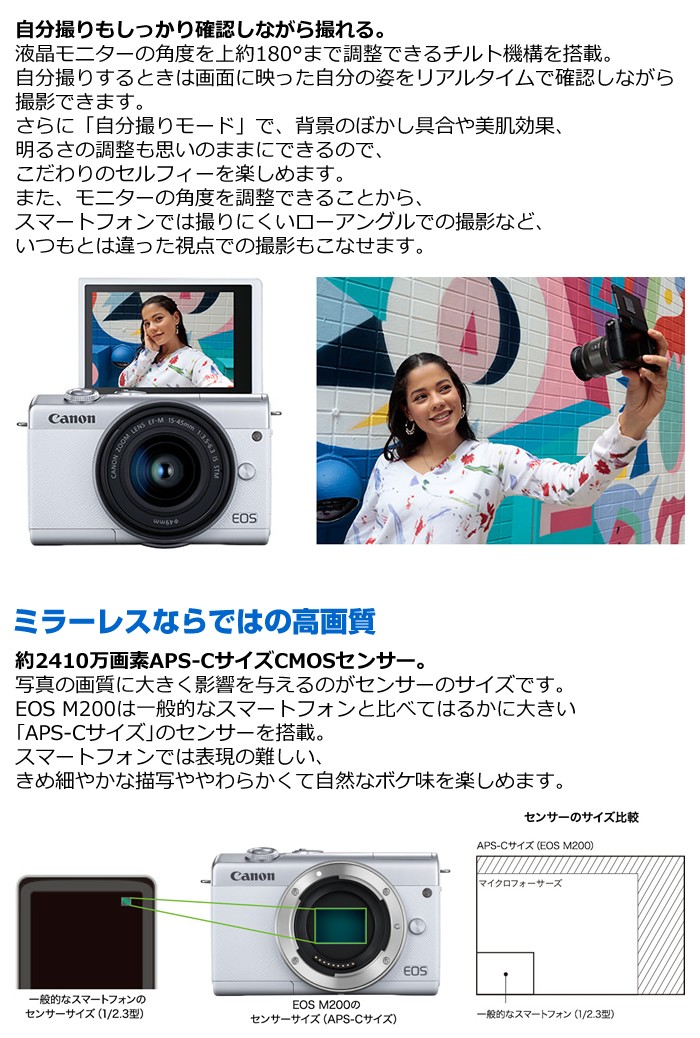 楽天 Canon ミラーレス一眼カメラ EOS M200 ダブルズームキット ブラック EOSM200BK-1545ISSTMLK shin-i.jp