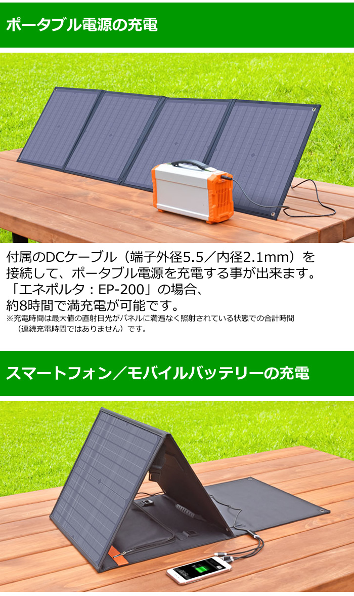 クマザキエイム Solpa 折り畳みソーラーパネル エネポルタ 60W出力 EP